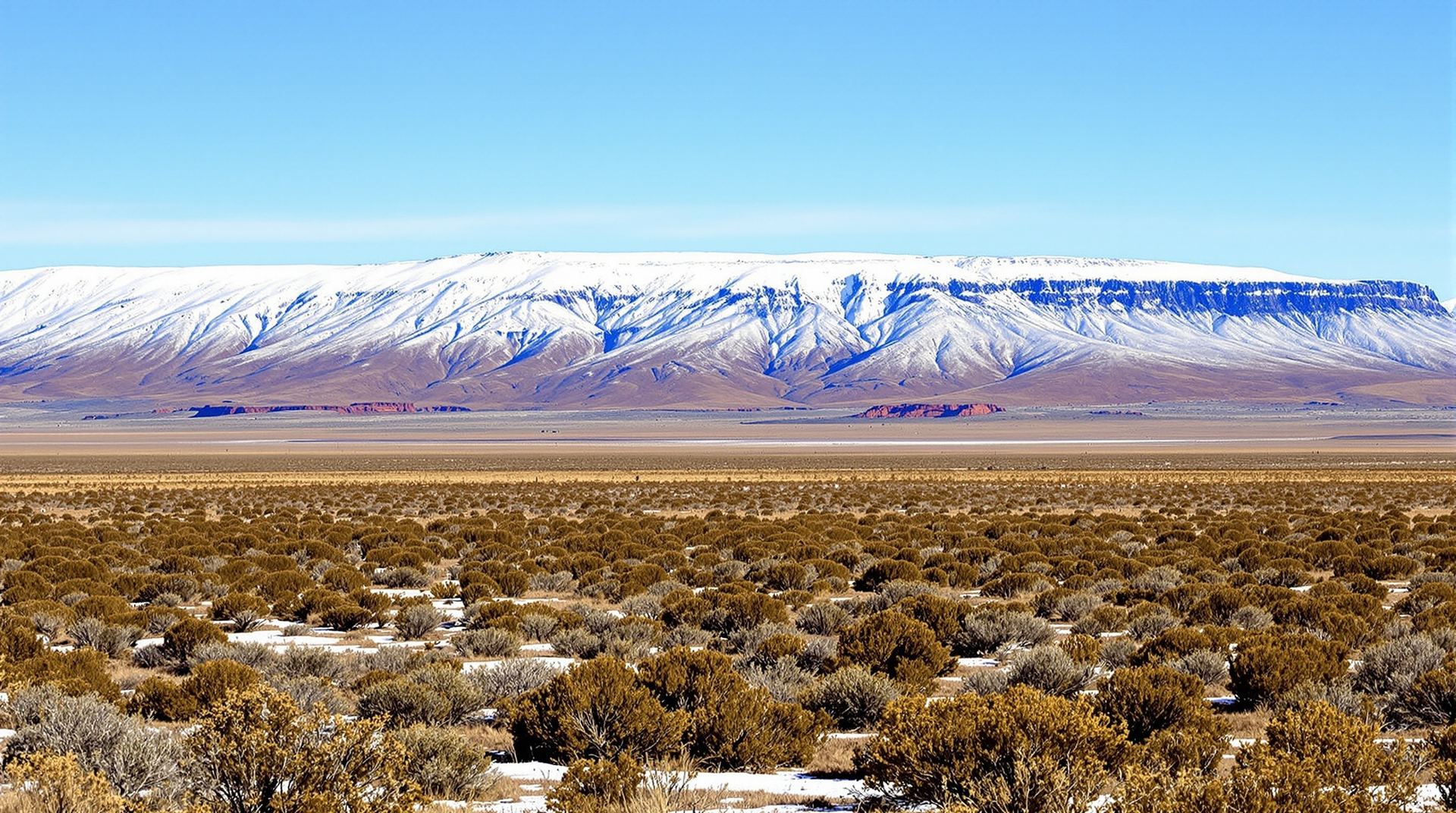 High desert sagebrush and pinyon country with a flat-topped mesa on the horizon near Cortez, Colorado